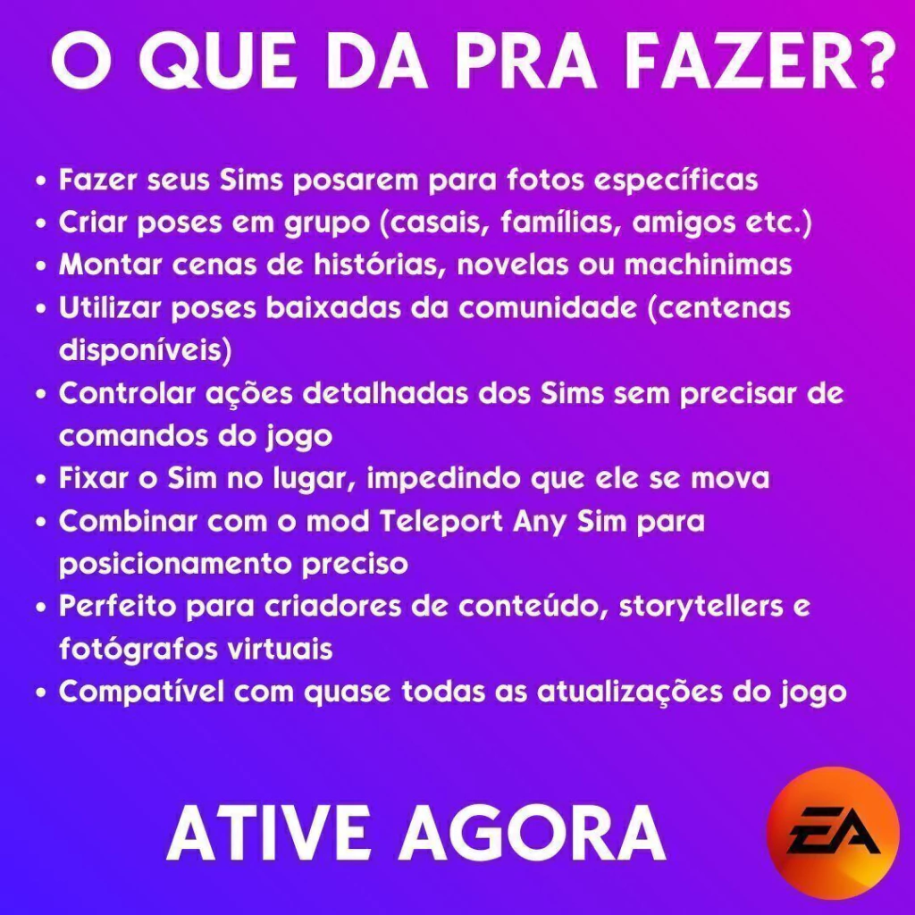 MOD POSE PLAYER PORTUGUES TS4 PC - ENVIO DIGITAL